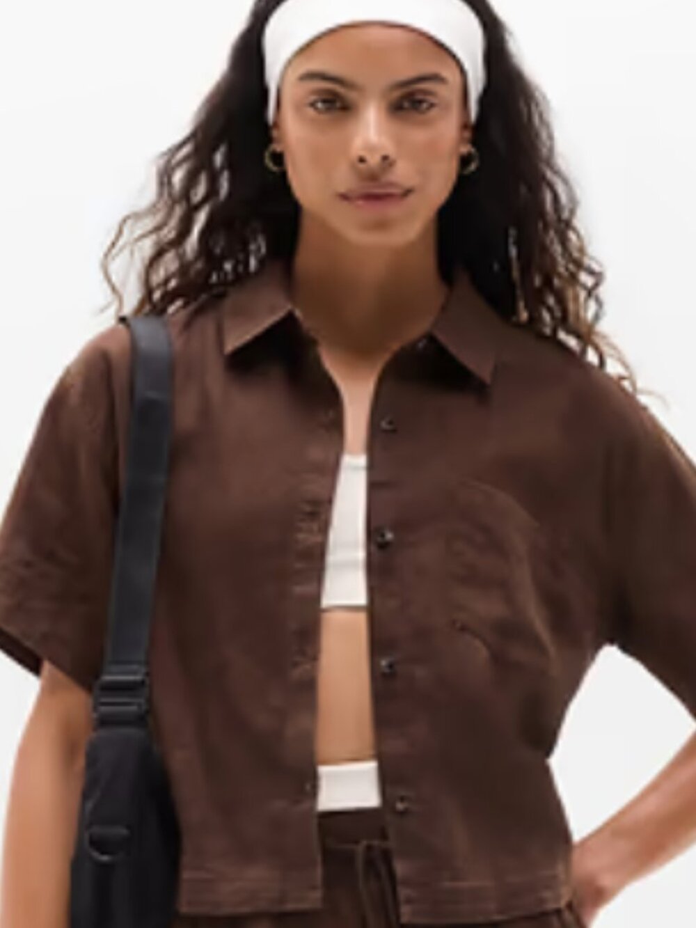 Athelta Retreat Linen Short Sleeve Shirt